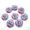 Botão de Resina Listrado Tricolor Vermelho Branco Azul Quatro Furos Camisa Botão de Camisa Botão de Manga Gola DIY Feito à Mão