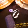 Anillo abierto ajustable azul Vinca para mujer, sencillo, de moda coreana, con esmeralda y cola de cristal.