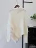Estilo Coreano Estilo Perezoso Asimétrico Cuello Alto Mangas de Murciélago Empalme de Piel Tejido Superior Jersey Elegante Tendencia Femenina