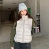 Gola alta, colete acolchoado de plumas curto e leve para mulheres, adequado para outono e inverno, uma peça de vestuário externa elegante e da moda