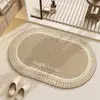 Tapete de chão absorvente estilo europeu cor creme para banheiro, linho falso, uso doméstico, tapete redondo tecido de luxo leve, secagem rápida e antiderrapante