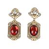 Qingdao Clássico Médio Antigo Flor Retro Geométrico Brincos Leves Luxo Corte Estilo Quadrado Cristal Diamante Brincos para Mulheres