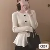 Suéter de Punto para Mujer con Estilo Suave, Lazo, Cuello Redondo y Mangas Largas, Nuevo Estilo de Invierno, Top de Alta Gama con Volantes, Cintura Ajustada y Adelgazante