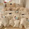 Juego de ropa de cama de Clase A de cuatro piezas, algodón puro lavado, nuevo diseño de dibujos animados 2025, sábana y funda de edredón, juego de tres piezas para dormitorio de estudiante 4