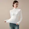 Top base de cuello alto a media altura de modal para mujer, adecuado tanto para llevar debajo como por encima, nueva colección primavera/otoño 2026, elegante top negro con un toque de alta gama