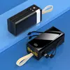 Comércio Exterior Transfronteiriço 60000mAh Grande Capacidade Carregamento Rápido Bidirecional 22.5W Power Bank com Cabo Embutido Fonte de Alimentação Móvel Atacado