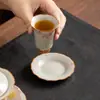 Porta-copo de chá com esmalte craquelado da cerâmica Ru, base de cerâmica para xícara de chá, acessório para conjunto de chá Kung Fu japonês, bandeja isolante de calor