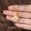 Colar Redondo Luxuoso de Ouro Vietnamita com Zircônia Incrustada Conjunto de Brincos Redondos Anel Decoração Venda Direta