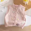 Colete Feminino de Botão Único Outono e Inverno Quente Outer Tricô Novo 2025 Cor Lisa Versátil Colete Pequeno