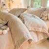 Juego de Cuatro Piezas de Cama de Terciopelo de Leche Tallado de Alto Peso Otoño e Invierno Antiestático Funda de Edredón con Doble Cara de Felpa Ropa de Cama