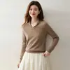 Elegante suéter de cachemir con cuello pequeño para mujer, nueva colección otoño/invierno, versátil para el trabajo y el uso diario, color liso, tejido suave y cómodo
