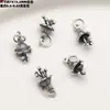 Anillo Doble con Dijes de Elefante y Calabaza de Hoja de Plata Esterlina Espaciadores Retro Plata Blanca Lisa Broche OT Materiales para Bisutería Hecha a Mano DIY