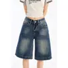 Roupas femininas da moda e versáteis: Calça pantalona de cintura alta estilo americano em azul vintage, jeans que alongam a silhueta para pessoas baixinhas, calça cropped de corte solto