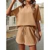 Traje de manga corta para mujer de Amazon 2025 de Europa y América transfronterizo, elegante camisa de murciélago de moda y shorts, conjunto de dos piezas