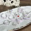 Anel Aberto Esmaltado Rosa-Púrpura Pastel Doce e Elegante Estilo Francês para Mulheres, Anel Popular Fosco de Nicho Flor de Íris Borboleta