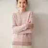 Novo Suéter Feminino de Caxemira Outono/Inverno, Gola Redonda, Estampa Fair Isle Vintage, Novo Pulôver Tricô Jacquard de Caxemira Camisa Base