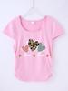 Camiseta de niña con patrón popular transfronterizo que se puede hacer DIY 4-14 años de edad con estampado de dibujos animados para niñas deportiva y de ocio tops de color puro