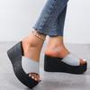 Moda de Verano 2025 Ropa de Abrigo Pantuflas Plataforma Transfronteriza Mujer Boca de Pez Punta Abierta Talla Grande Tacón de Cuña Pantuflas de Suela Gruesa para Mujer