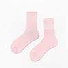 Meias Zhuji Meias Femininas de Meia-Panturrilha Primavera e Verão Cor Dopamina Meias de Algodão Versão Coreana Mais Fácil de Combinar Cor Sólida Meias Esportivas de Alta Elasticidade