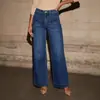 Pantalones Vaqueros Europeos y Americanos Transfronterizos 2025 Primavera de Cintura Alta para Mujer Adelgazantes de Pierna Ancha Estilo Vintage Rectos con Efecto Desgastado