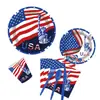 Amazon Bandera Americana Día de la Independencia Suministros para Fiesta Platos de Papel Servilletas Vasos de Papel Set de Vajilla para Fiesta Festiva En Stock