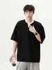 Camiseta Japonesa de Verano de Manga Corta con Contraste de Color de Dos Piezas Falsas Pesadas para Hombre y Mujer, Diseño de Marca de Moda, Simple, Combinable con Todo, para Pareja