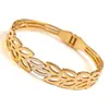 Pulsera impermeable de acero inoxidable chapado en oro real, pulsera de acero de titanio con circonita de acero ecológica, sin decoloración, hoja de oro