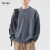 Suéter Cálido de Invierno Yacang para Hombre, Holgado, Cuello Redondo, Jersey 2024 Nuevo, Color Sólido, Suéter de Punto, Chaqueta Casual para Pareja