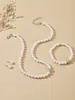Conjunto de Joias de Pérola da Fábrica Original para Mulheres Colar Brincos Pulseira Conjunto de Três Peças Presente para Mãe Belas Fotos de Casamento