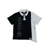 Camiseta de Verano de Manga Corta Estilo Ins Transfronterizo con Calavera de Pedrería Oscura, Diseño de Hebilla Metálica Lateral y Cuello Solapa, Top de Corte Holgado