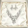 Conjunto de Colar e Brincos Zi Yu Liga Europeia e Americana Corrente de Clavícula para Mulheres Estilo de Corte Retro Europeu e Americano Flor Colorida Cristal