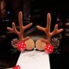 Diadema de Cuernos de Reno Navideño Pasador Diadema Hada del Bosque Popular Súper Hada Foto Foto Accesorios para el Cabello Pasador de Reno Femenino Femenino