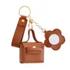 Colgante de Almacenamiento para Bolso Pequeño Estilo Coreano con Espejo Bolsa para Auriculares Llavero Colgante Bolso Mini de Piel Sintética Llavero