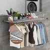 Decoração de varanda secagem de roupas antirroubo varal externo haste de secagem peitoril de janela varal retrátil externo multifuncional fácil de usar