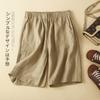 Foto Real de Pantalones Casuales 2025, Shorts Rectos Holgados, Pantalones de Media Pierna de Cintura Alta, Pantalones Casuales Ajustados con Cintura Elástica