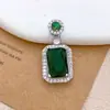 Colar Pingente Esmeralda Pingente Elegante Versátil High-End Estilo Retrô Geométrico Versátil Joias Acessórios Mais Vendidos para Mulheres