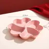 Plato para snacks con forma de corazón de paja de trigo, plato de frutas estilo europeo con cuatro compartimentos, plato para dulces y semillas de melón, plato dividido para verduras