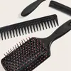 Set de Peine de Fibra de Carbono Negra Wanmei Spot de Cuatro Piezas Peinado del Cabello Cabello Rizado Masajeador Set Alisador del Cabello Herramientas para el Cabello