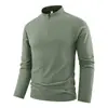 Camiseta deportiva de manga larga para hombre y mujer, top transpirable de secado rápido para correr al aire libre, cuello alto, camiseta base con media cremallera