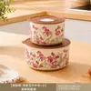 Tigela para Conservar Flores Begônia Estilo Novo, Marmita de Cerâmica Grau Alimentício Segura para Micro-ondas, Tigela para Frutas, Conjunto de Louças Atacado