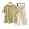 Conjunto de camiseta de verão para mãe de meia-idade 2024 novo feminino de meia-idade e idoso que reduz a idade solto estilo estrangeiro camisa pequena roupa de avó