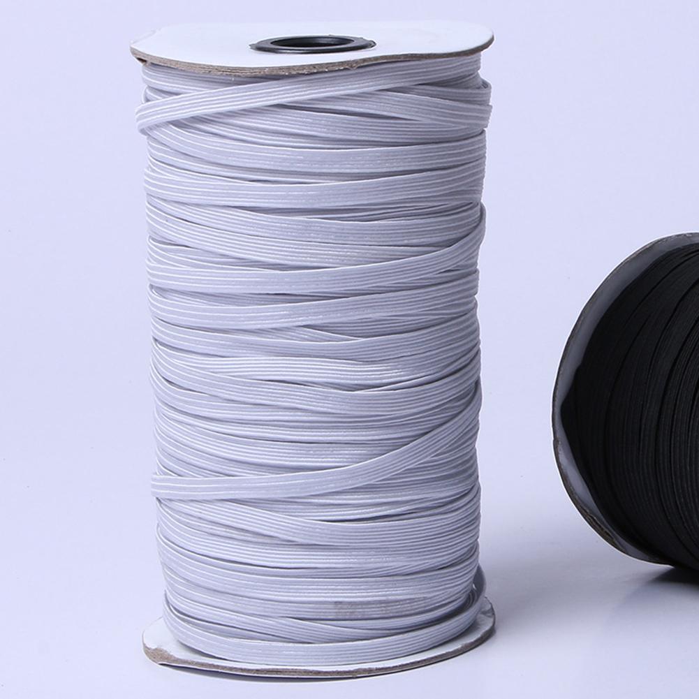 200Yards/5mm Roll White Elastic Braided Band Cords  Knit Sewing Ropes for mask