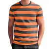 2026 Transfronterizo Amazon Verano Hombres Diseño Delgado Rayas Estampado 3D Transpirable Versátil Cómodo Camiseta de Manga Corta