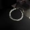 Pulseira Personalizada Trançada de Três Cores 2022 Exagerada Corrente Grossa de Aço Titânio Colar Nicho Mais Fácil de Combinar Quadrado Preto Feminino Verão