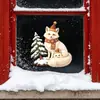 Divertido-f1262 Minimalista nórdico Navidad padre-hijo zorro blanco balcón exterior ventana de cristal embellecimiento del hogar pegatina de ventana UV