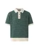 Camisa Polo de Verano para Hombre Myq con Rayas Contrastantes, Tejida, Manga Corta, Holgada, Media Manga, Diseño Coreano, Top de Nicho