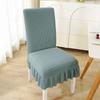 Funda de silla de vellón polar engrosada de una sola pieza, funda de silla elástica todo incluido con volantes, funda para respaldo de silla de hotel, cubierta integrada para palillos