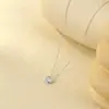 Colar Bolha de Prata Esterlina 925 com Diamante Único, Corrente para Clavícula Zircônia Redonda Simples e Elegante, Presente de Alto Padrão para Mulheres