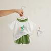 Camiseta Infantil 2025 Verão Novo Estilo 100 Algodão Manga Curta Estilo Solto Casual Tops para Crianças Pequenas e Médias e Bebê Roupas Infantis