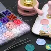Conjunto de Caixa Transparente com 24 Contas de Cera em Formato de Estrela Série de Cores Macaron Contas de Cera Peroladas Cores Misturadas Ecológico